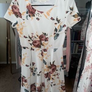 Floral Print White Dress